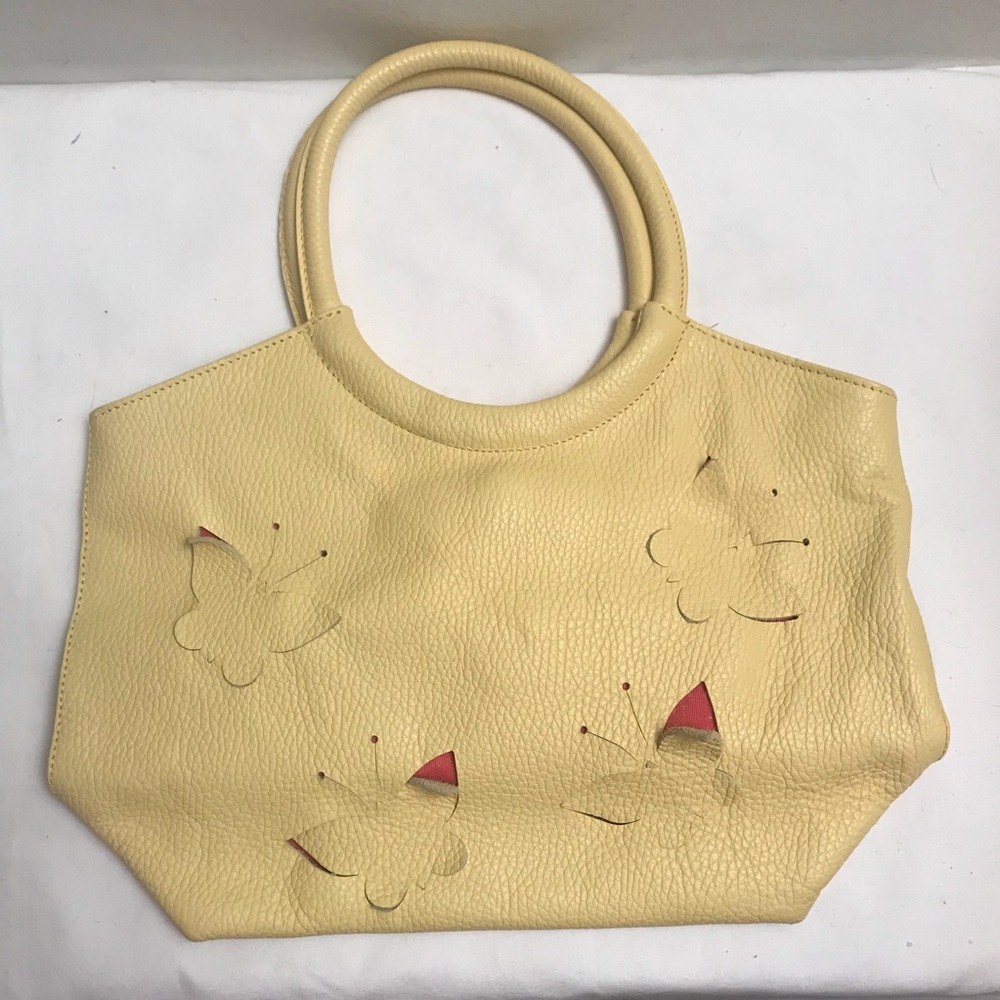 Claudia Firenze Yellow Butterfly Leather Handbag